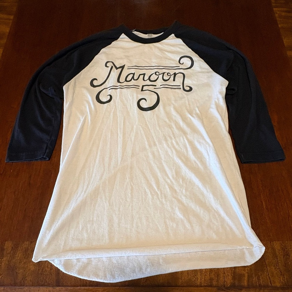 Maroon 5 Baseball Raglan Shirt White Black Graphic Tee M‎